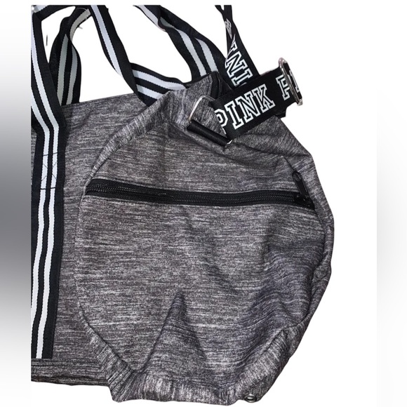 PINK Victoria’s Secret Gym Bag Duffle Bag DARK GRAY MARL Laurel Wreath PINK Logo - Picture 4 of 6